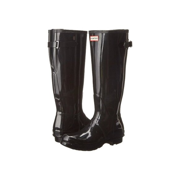NEW Hunter Original Back Adjustable Gloss Rain Boots Black EU 36 US 5 UK 3 - Picture 1 of 8